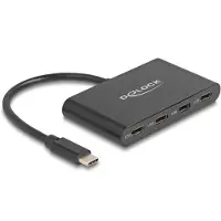 DeLOCK USB 3.2 Gen 2 USB Type-C Hub mit 4 x USB Type-C Buchse - 10 Gbps, USB 3.2 Gen 2 (3.1 Gen 2) Type-C, USB 3.2 Gen 2 (3.1 Gen 2) Type-C, 5000 Mbit/s, Schwarz, Aluminium, Rundkabel