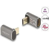 DeLOCK USB Adapter 40 Gbps USB Type-C PD 3.0 100 W Stecker zu Buchse gewinkelt 8K 60 Hz Metall, USB Type-C, USB Type-C, Anthrazit