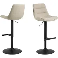 Actona Barhocker GROUP "Adisa Barstuhl, Küchenstuhl", beige, B:47cm H:95cm T:52,5cm, 100% Polyester, Hocker, Barhocker, Stoff, schwarzer Trompetenfuß, Gasfeder, drehbar, 2er-Set