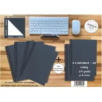 E & Z A 6 Notizbuch - Set, 4+2 gratis, Luxury 80 Seiten BLAU NEW LAPISLAZULI GLITTER-OPTIK, kariert 7x7mm