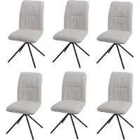 MCW 6er-Set Esszimmerstuhl MCW-N99, Küchenstuhl, drehbar Auto-Return, Stoff/Textil Chenille (340g/m²) creme