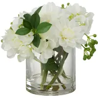 J-Line 2er-Set: Kunstblumen "Dahlie" in Weiß - (H)28 x Ø 23 cm - onesize