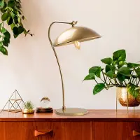 Opviq , Hochwertige Tischlampe aus Metall, Gold, 35 x 27 x 50 cm | Metallkappe Ø 27 cm, Höhe 12 cm | E14 Fassung, max. 40 W | Elegantes Design für Hotel & Zuhause