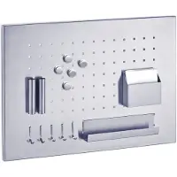 Zeller -Presente Memobord Edelstahl 50 x 35 cm mit Utensilien wie Magnete, Schlüsselhaken