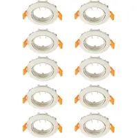 PRIOS Deckeneinbauleuchte Fibur, beige, Zink, Ø 8,2 cm, 10er Fibur , dimmbar, creme / amber, für Wohn- / Esszimmer, Metall, Modern