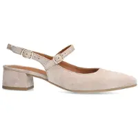 No Stress Beigefarbene Slingbackpumps aus Veloursleder | Größe 37