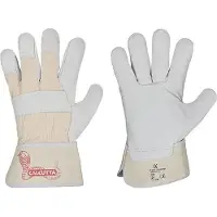 Stronghand Handschuh CALCUTTA EN388 Gr.9 naturfarben Rindleder Doppelnaht gummierte Stulpe