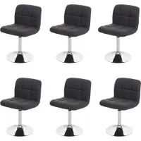 MCW 6er-Set Esszimmerstuhl Cadiz, Küchenstuhl Stuhl, Stoff/Textil Chrom drehbar MVG- dunkelgrau