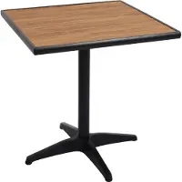Mendler Gartentisch MCW-J95, Balkontisch Bistrotisch, Gastronomie Outdoor-Beschichtung Alu Holzoptik schwarz, teak braun