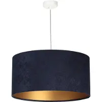 Licht-Erlebnisse Runde Pendelleuchte Blau Gold Stoff Velours Optik Ø50cm AIMEE Esszimmer Lampe Wohnzimmerlampe