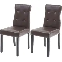 MCW 2er-Set Esszimmerstuhl MCW-E58, Stuhl Essstühle Kunstleder braun, dunkle Beine