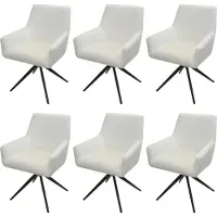 Mendler 6er-Set Esszimmerstuhl MCW-L91, Küchenstuhl Armlehne drehbar Auto-Position Stoff MVG creme-beige