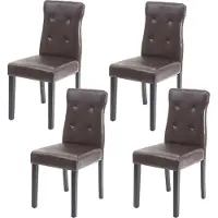 Mendler 4er-Set Esszimmerstuhl MCW-E58, Stuhl Essstühle, MVG- Kunstleder braun, dunkle Beine