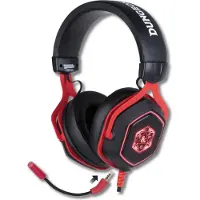 Konix Dungeons & Dragons D20 Kabelgebundenes Gaming-Headset für PC – 50-mm-Lautsprecher – Mikrofon – 2 m USB-Kabel – Hintergrundbeleuchtung – Schwarz und Rot