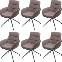 Mendler 6er-Set Esszimmerstuhl MCW-K32, Küchenstuhl Lehnstuhl Stuhl, drehbar Auto-Position, Stoff MVG braun-dunkelbraun