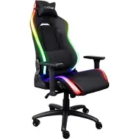 Trust GXT 719 Ruya RGB Gaming Stuhl Schwarz - Ergonomischer Gamingstuhl mit RGB-Beleuchtung, Verstellbarer Rückenlehne, 3D-Armlehnen, Atmungsaktivem Stoff, und Lendenkissen