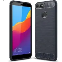König Design Huawei Y6 2018 Case Carbon Fiber Optik Brushed Schutz Hülle Cover Bumper Blau