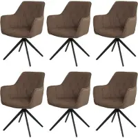 Mendler 6er-Set Esszimmerstuhl MCW-L80, Küchenstuhl Polsterstuhl Stuhl mit Armlehne, drehbar, Metall Stoff/Textil braun