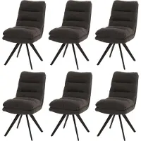 MCW 6er-Set Esszimmerstuhl MCW-G66, Küchenstuhl, drehbar Auto-Position Stoff/Textil Bouclé MVG dunkelgrau