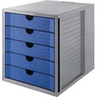 HAN Schubladenbox SYSTEMBOX KARMA, 5 geschlossene Schubladen, DIN A4, leichtlaufend, B 274 x T 330 x H 320 mm, blau