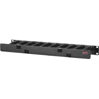 Schneider Electric Horizontaler Kabelmanager, 1 HE x 4 Zoll (10,16 cm) Tiefe, Einseitig mit Abdeckung, Kabelmanagementtafel, Schwarz, 890 g