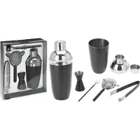 Excellent Housewares Cocktailshaker-Set - Edelstahl - 5 Teile - Mattschwarz