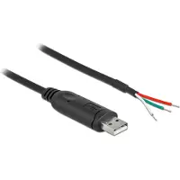 DeLOCK Adapterkabel USB 2.0 Typ-A zu seriell RS-232 mit 3 offenen Kabelenden 1 m, Schwarz, 1 m, USB 2.0, RS-232, Männlich, Gerade