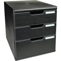 Exacompta MODULO A4 Schubladenbox Schwarz, 3 Schubladen geschlossen A4/A4+, staubgeschützt, leise, Sicherheitsstopp