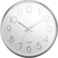 Mebus Quarz Wanduhr Analog, Leisegangwerk, Aluminium, Silber, 30x30x5 cm