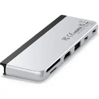 Satechi ST-HSP9P, Andocken, USB 3.2 Gen 2 (3.1 Gen 2) Type-C, 100 W, Silber, MicroSD (TransFlash), SD, 40 g
