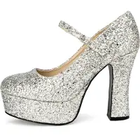 Maskworld Plateau Schuhe glitter-silber