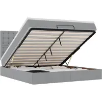 vidaXL Ottoman-Bett mit Matratze & LEDs Hellgrau 180x200 cm Stoff
