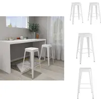 vidaXL Barhocker Stapelbar 2 Stk. Weiß Metall - Barhocker