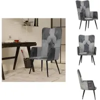 vidaXL Ohrensessel Grau Echtleder - Sessel
