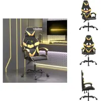 vidaXL Gaming-Stuhl Drehbar Schwarz und Golden Kunstleder - Gaming-Sessel