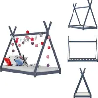vidaXL Kinder-Bettgestell Grau Massivholz Kiefer 80 x 160 cm - Baby- & Kleinkinderbetten
