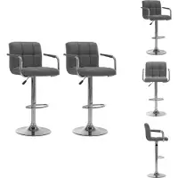 vidaXL Barhocker 2 Stk. Hellgrau Stoff - Barhocker