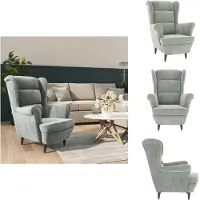 vidaXL Sessel Hellgrau Samt - Sessel