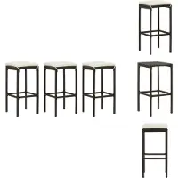 vidaXL Barhocker mit Kissen 3 Stk. Braun Poly Rattan - Barhocker
