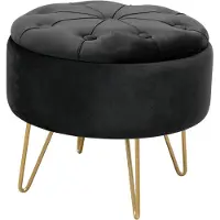 Akord Pouf mit Füßen Anna , schwarz , Maße (cm): H: 33 Ø: 38