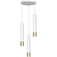 Licht-Erlebnisse Pendelleuchte Weiß Gold 3-flammig Modern Metall Hängelampe Esszimmer Wohnzimmer