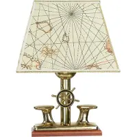 Licht-Erlebnisse Maritime Tischleuchte Messing massiv 33 cm hoch E27 Tischlampe Wohnzimmer Schlafzimmer