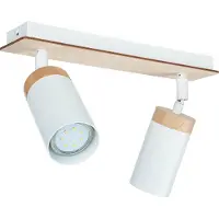 Licht-Erlebnisse Weißer Decken Spot länglich Skandinavisch mit Holz wohnlich 2x GU10 Wohnzimmer Büro Lampe Beleuchtung