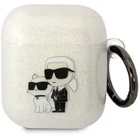 Karl Lagerfeld Etui Glitter Karl&Choupette Na Airpods 1/2 - Przezroczyste