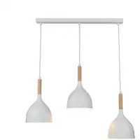 Licht-Erlebnisse Pendelleuchte Weiß Metall Holz 3-flammig verstellbar Skandinavisch E27 Hängelampe Esszimmer