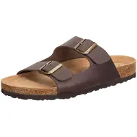Lico Alvaro Pantolette aus Leder Braun Größe 40 Uni mit Kork-Tieffußbett und dämpfungsaktiver Laufsohle