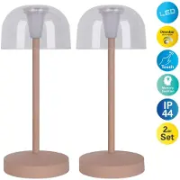 Naeve 2er-Set: LED-Tischleuchten "Gomba" in Hellbraun - EEK F (A bis G) | Gr.: onesize