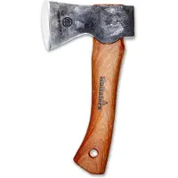 Hultafors Mini-Beil AGELSJÖN, Ovako-Kohlenstoffstahl,, Stiel aus Hickoryholz, Kopfscheide aus braunem Leder