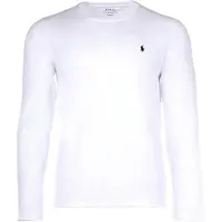 Ralph Lauren für Herren. 714844759004 Nachthemd aus weißem Baumwollstrick (M), Heimtextilien, Baumwolle, Langarm