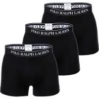 Ralph Lauren für Herren. 714835885002 3 elastische Boxershorts aus Baumwolle in Schwarz, 3er-Pack (M), Heimtextilien, Elastan